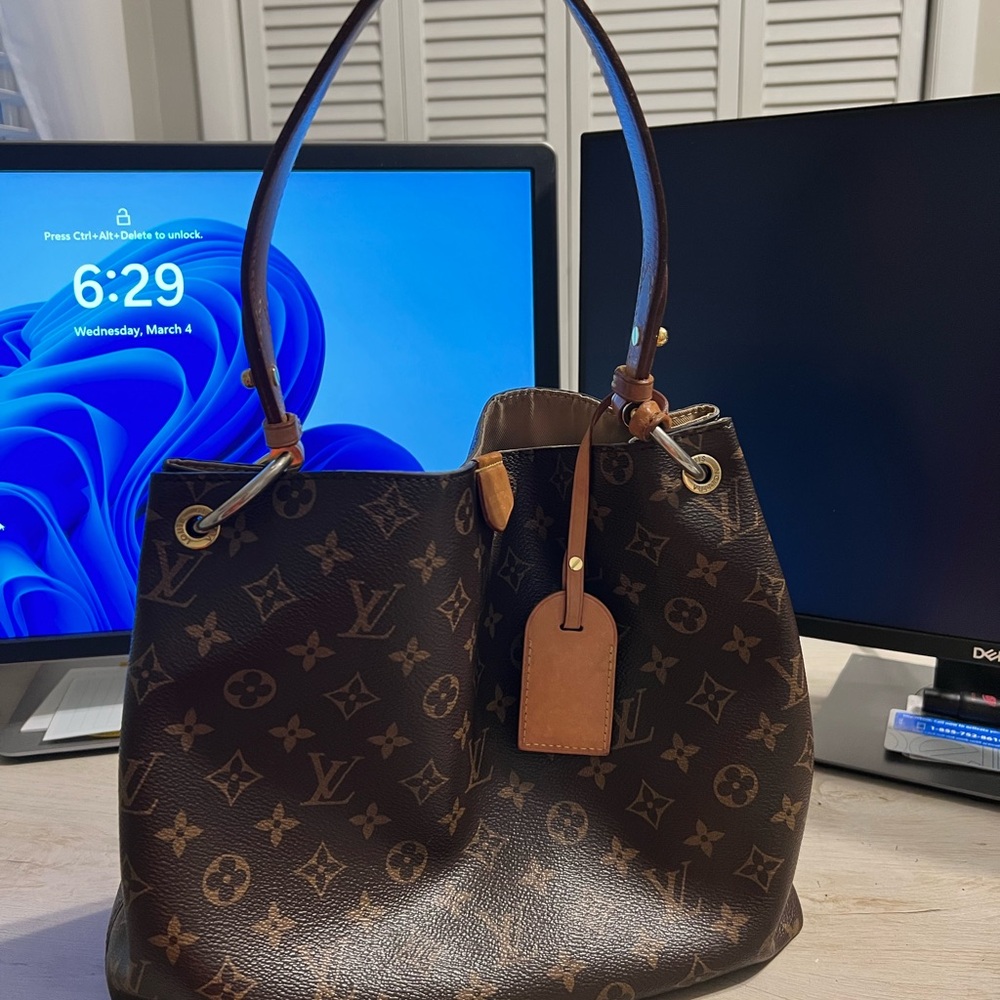 Louis Vuitton Dark Brown Monogram Shoulder Bag with letter of authenticity